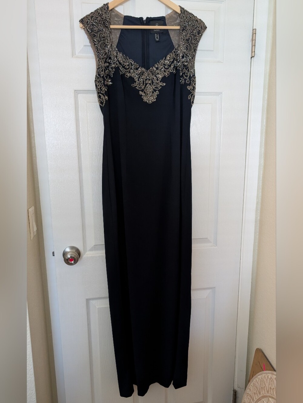 Adrianna Papell Deep Navy Mother of the Bride/Groom Dress w/ Intricate Beadwork